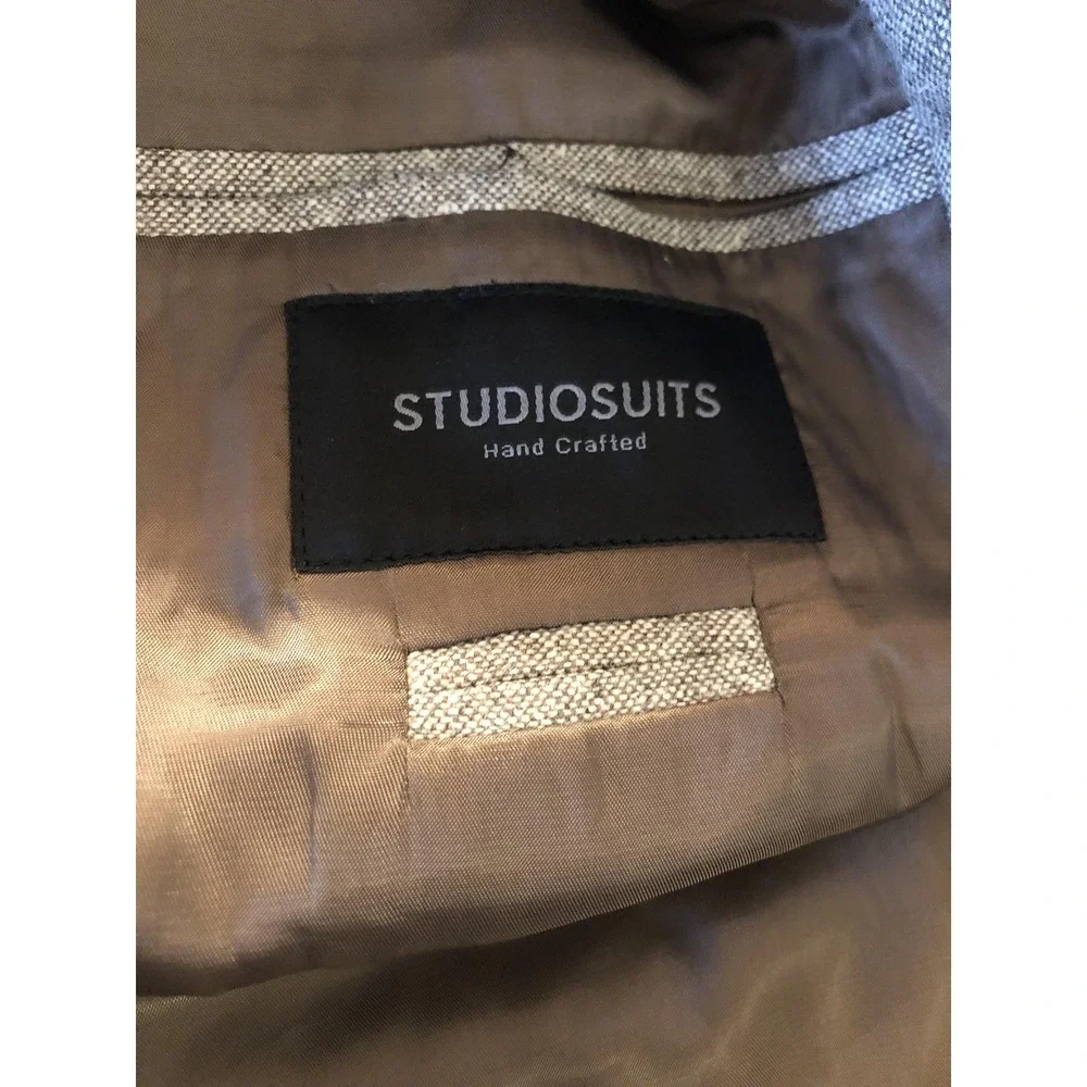 Studiosuits Blazer Mens 40 Beige Wool Tweed Sport Coat Jacket Classic Fall